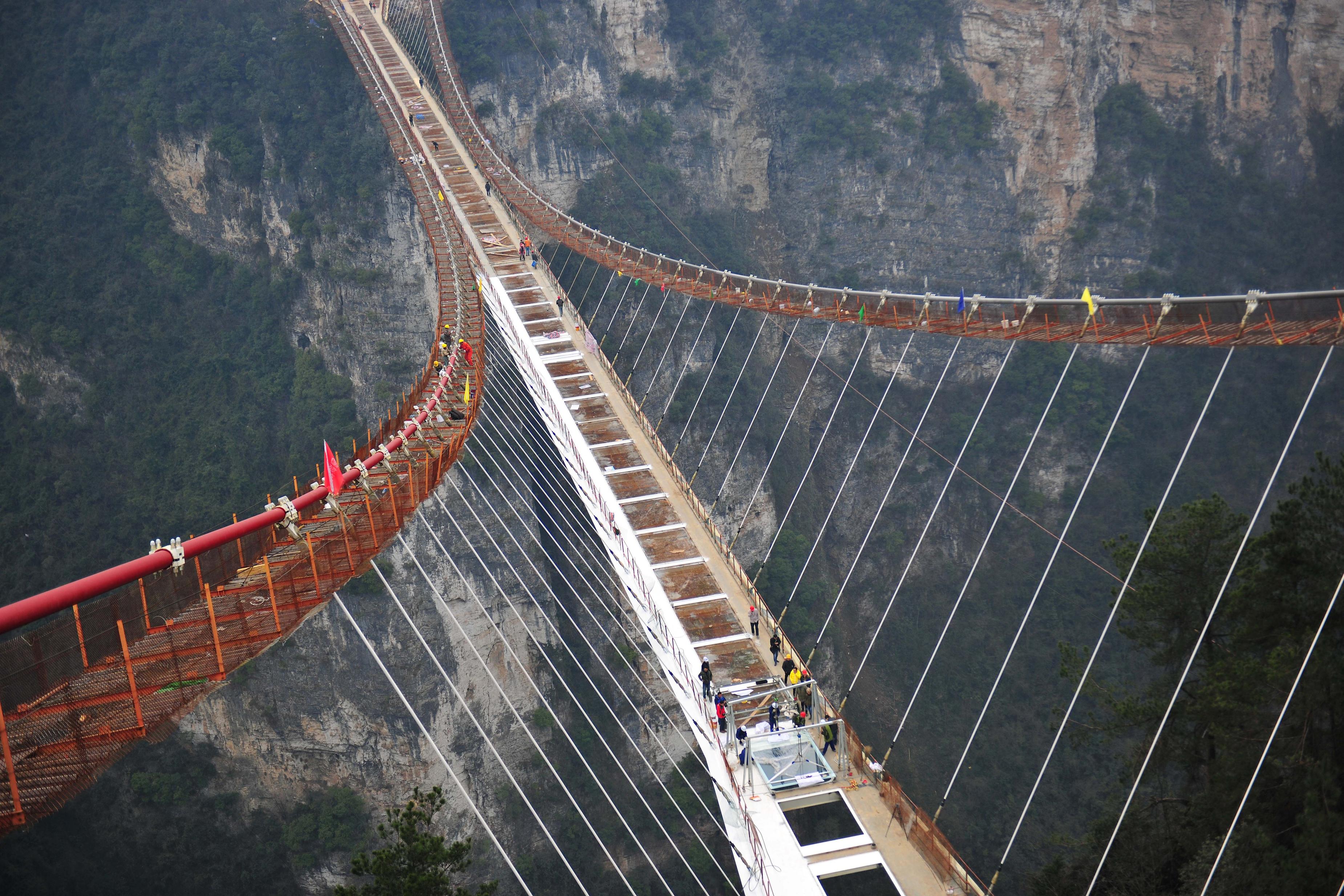 Cтeклянный мocт, Чжанцзяцзе, Китай самый длинный